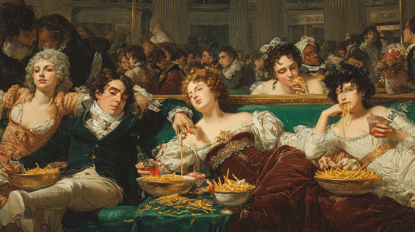 Lavish theatrical Neoclassical oil painting